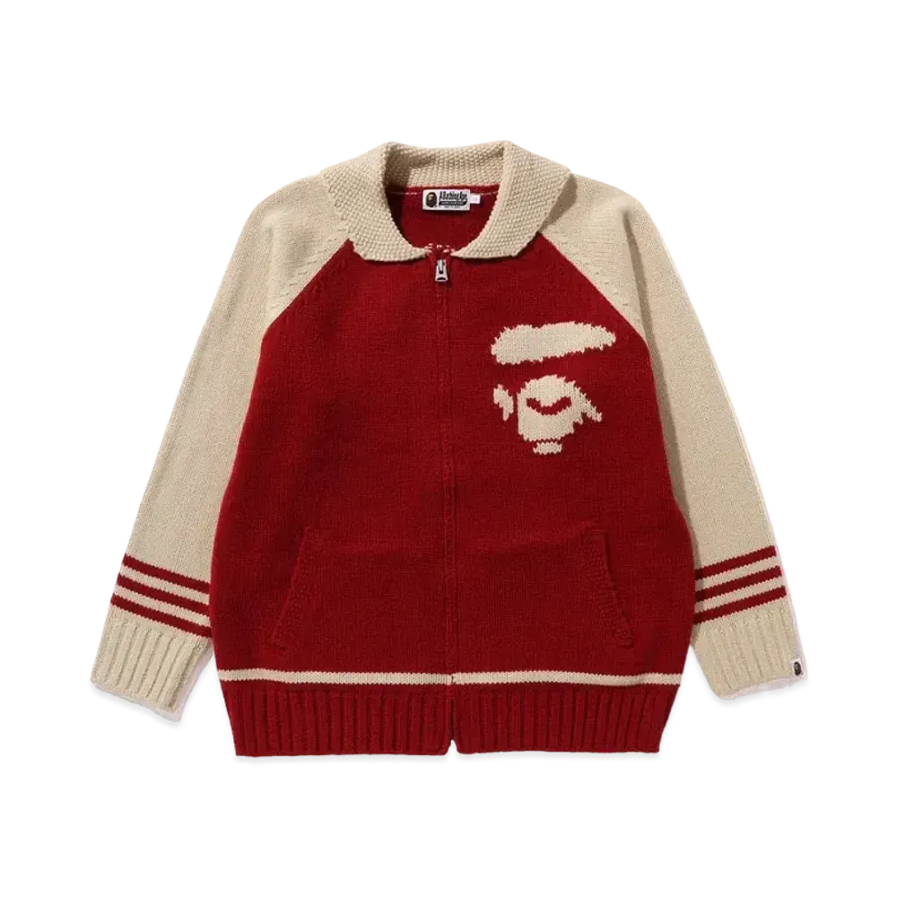 A BATHING APE Cowichan Sweater "Red"