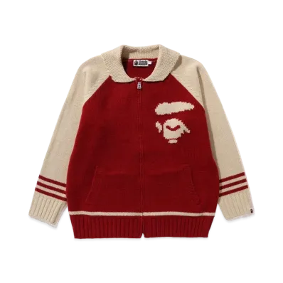 A BATHING APE Cowichan Sweater "Red"