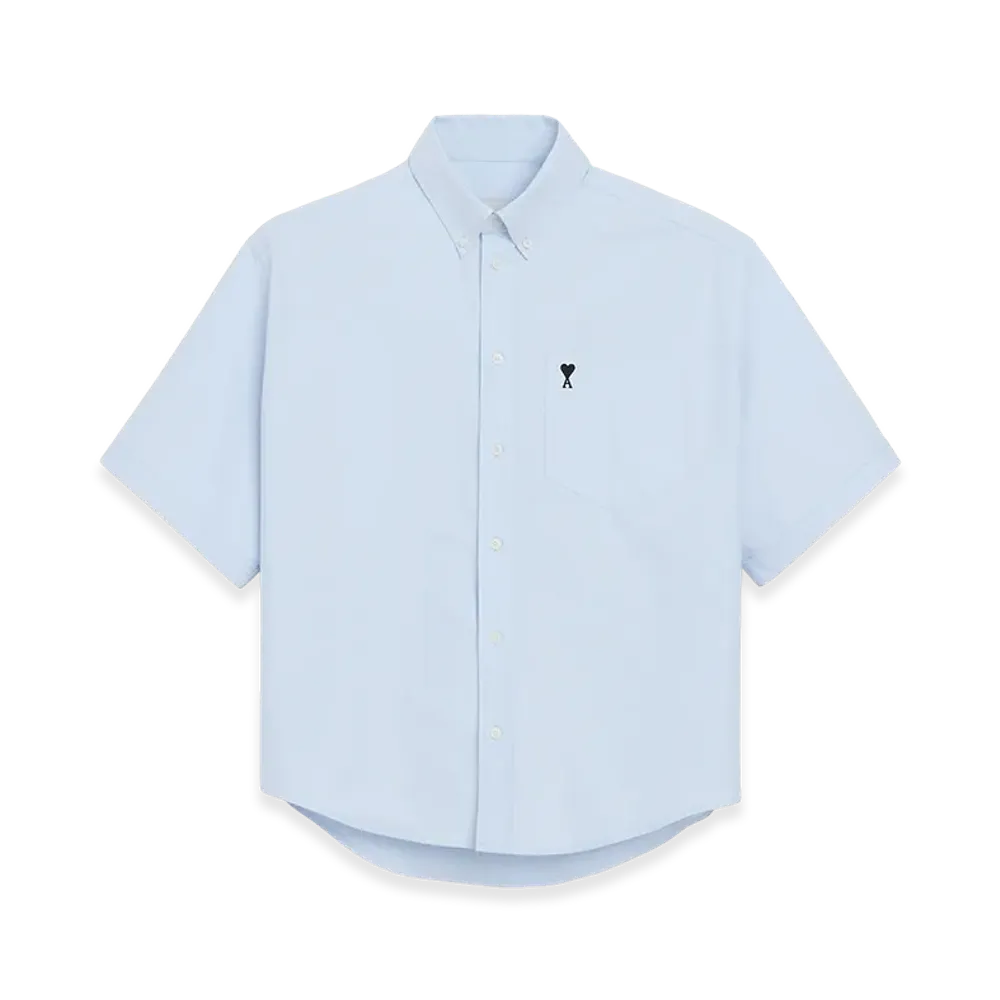 AMI PARIS Cotton Boxy Embroidered Ami De Coeur "Blue"