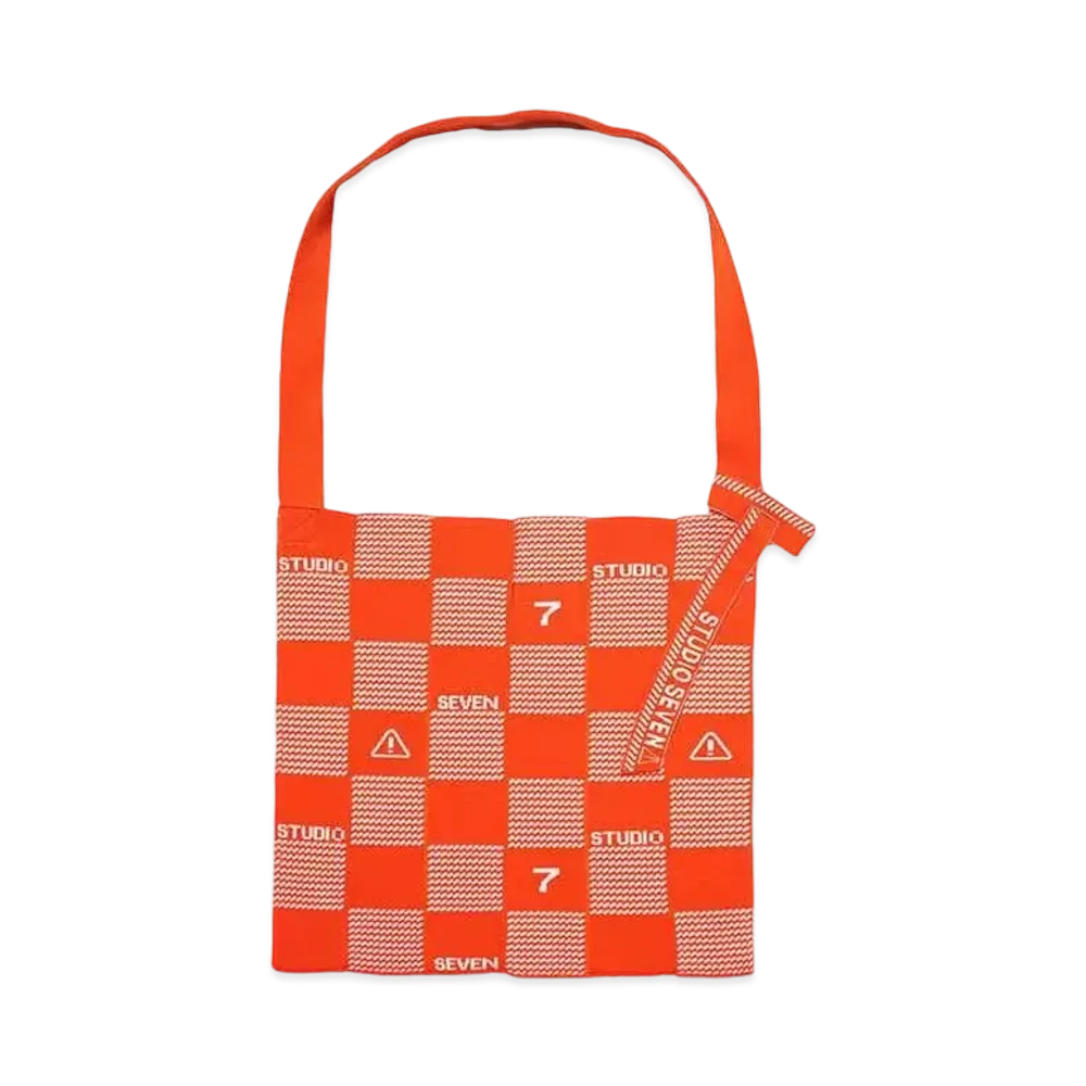 STUDIO SEVEN Block Check Knit Bag "ORANGE"