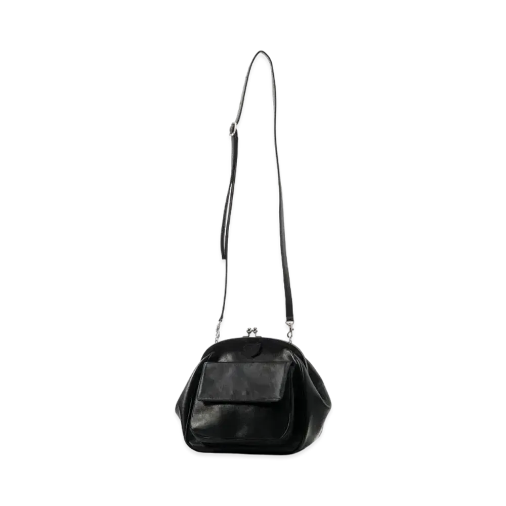Yohji Yamamoto Y's SEMI GLOSS LEATHER A CLASP PKT BAG "Black"