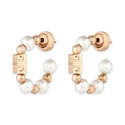 GIVENCHY 4G Earrings In Metal With Pearls "Rose Golden/White"