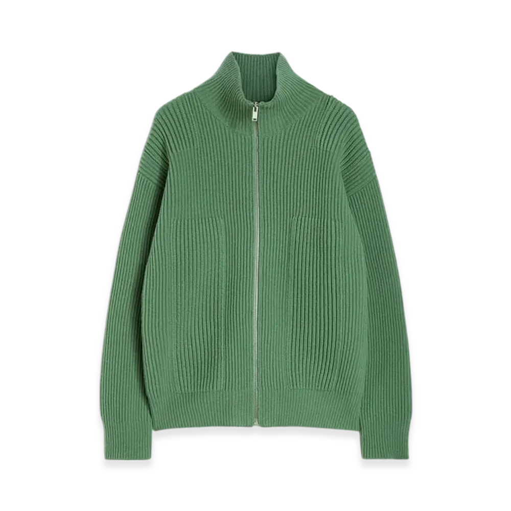 Jil Sander Wool Zip-Up Cardigan "Celadon"