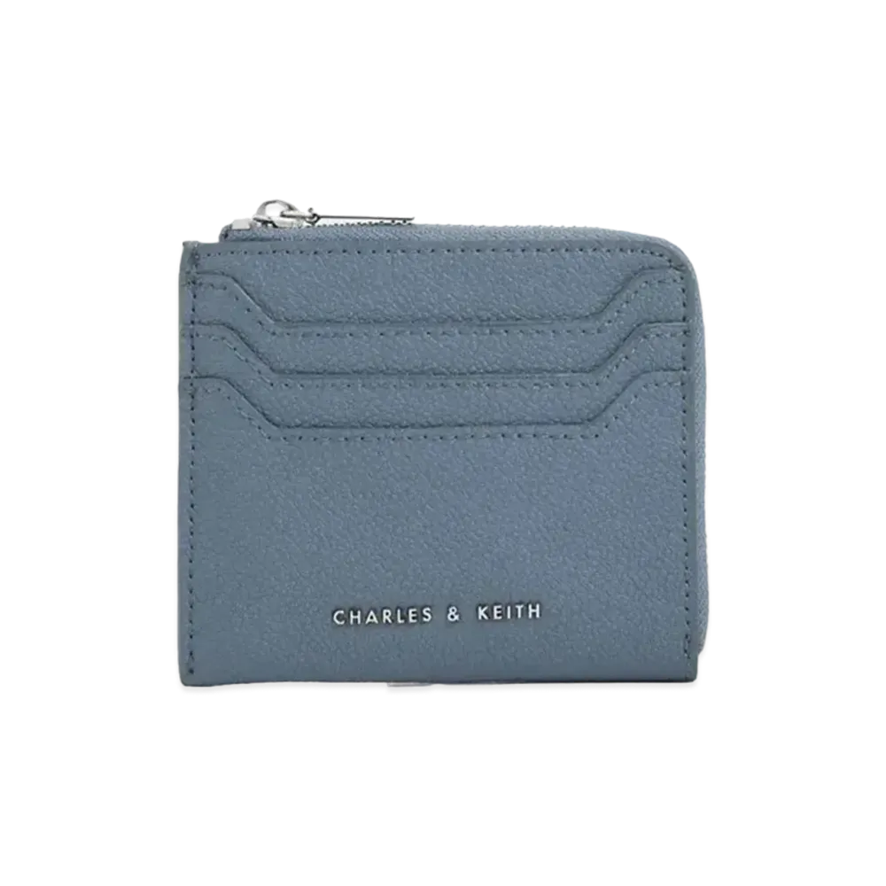 CHARLES & KEITH Classic Zipper Pouch "Slate Blue"