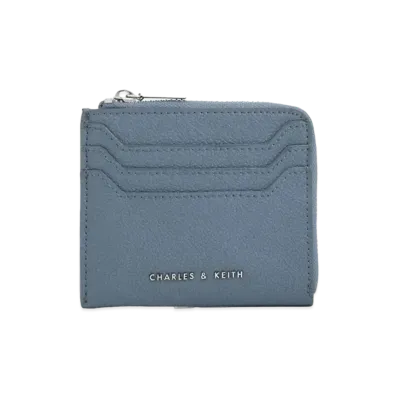 CHARLES & KEITH Classic Zipper Pouch "Slate Blue"