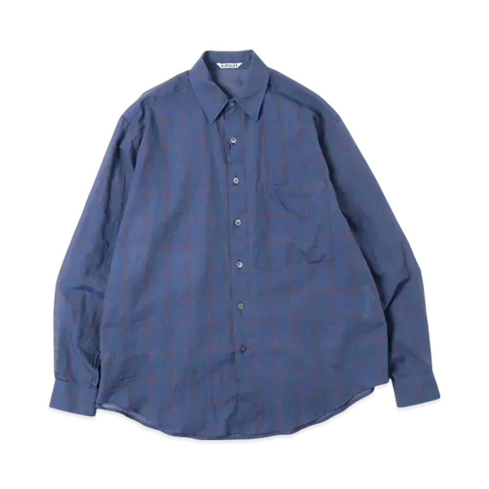 Auralee Super Light Check Big Shirt "Navy"