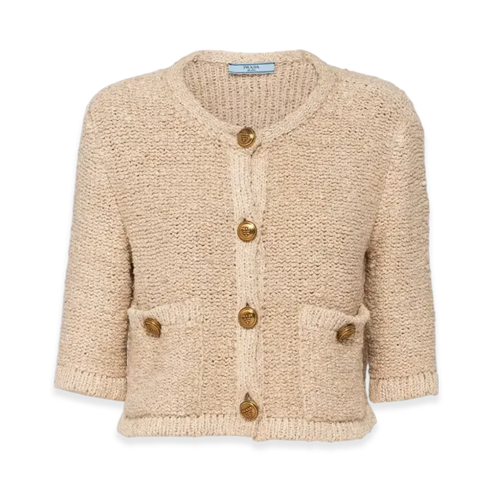 PRADA Women's Boucle Cardigan "Natural"