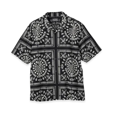 HYSTERIC GLAMOUR Sound Experience Pattern Open Collar Shirt "Black"