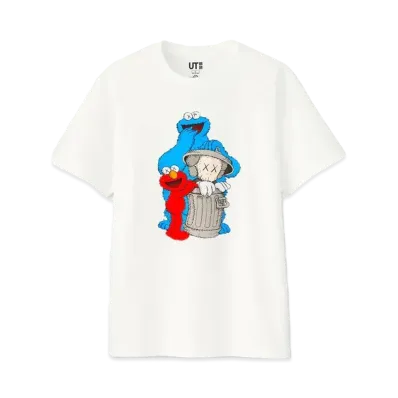 KAWS x Uniqlo x Sesame Street Companion Trash Can Tee "White"