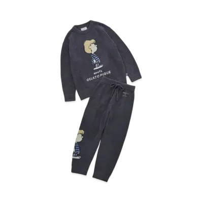 GELATO PIQUE x PEANUTS Baby Moko Jacquard Pullover & Long Pants Set "Navy"