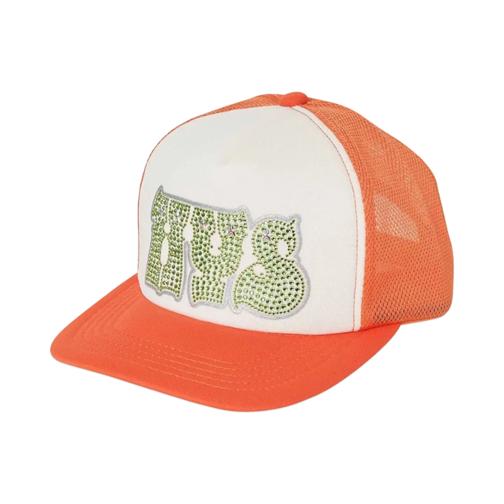 HYSTERIC GLAMOUR Hypnotized Logo Rhinestone Mesh Cap "Orange"