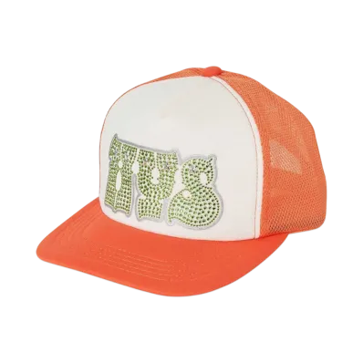 HYSTERIC GLAMOUR Hypnotized Logo Rhinestone Mesh Cap "Orange"