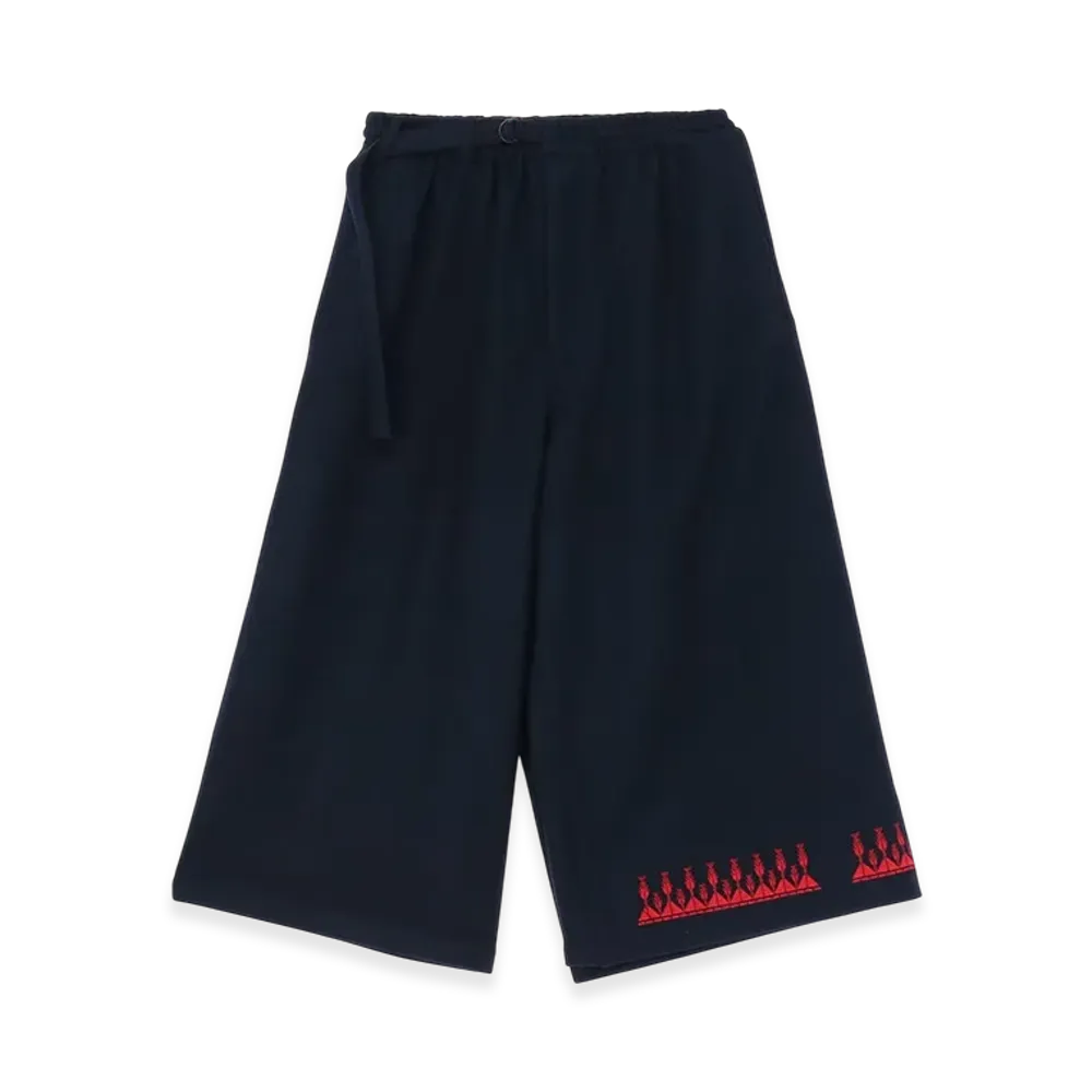 S'YTE Compressed Jersey Ethnic Embroidered Wrap Pants "Navy"