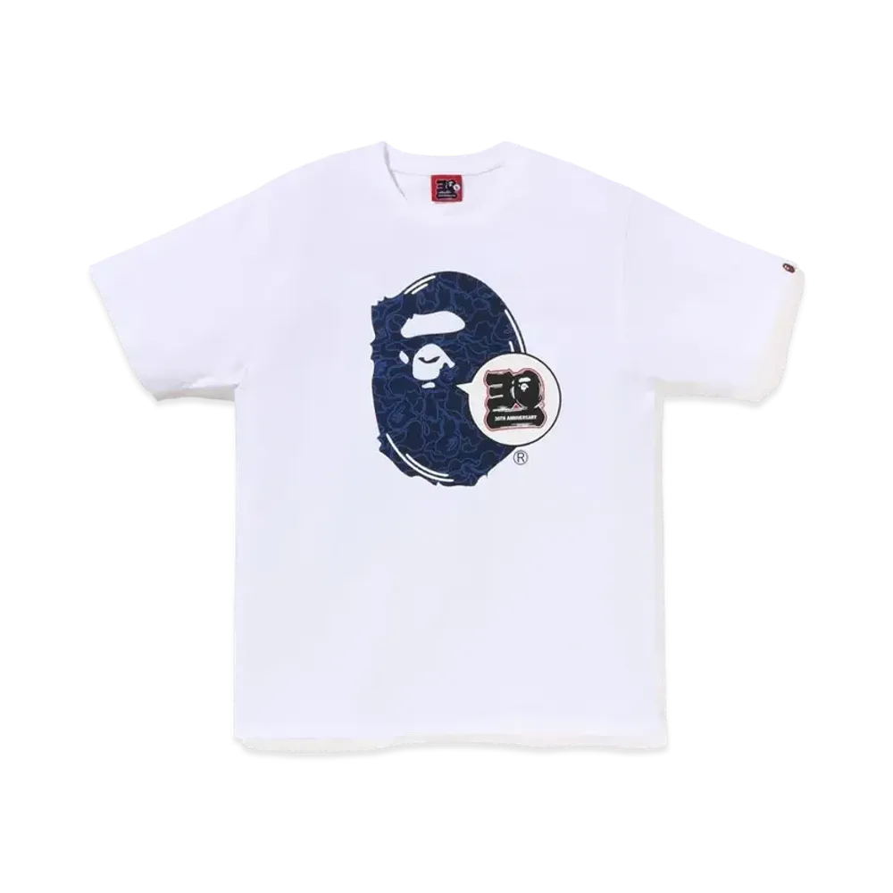 A BATHING APE 30th Anniversary Ape Head Tee "Navy"