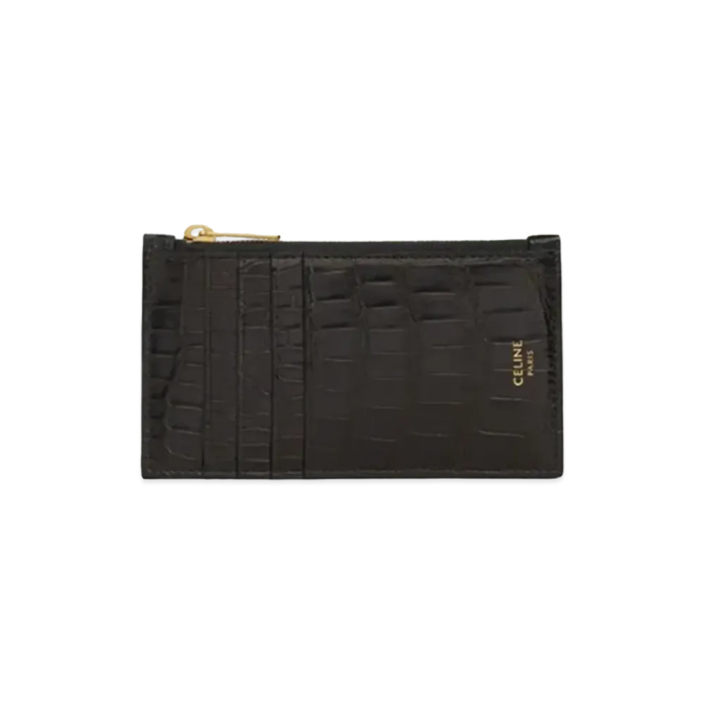 CELINE Zipped Compact Card Holder in Crocodile  "Dark Blue"