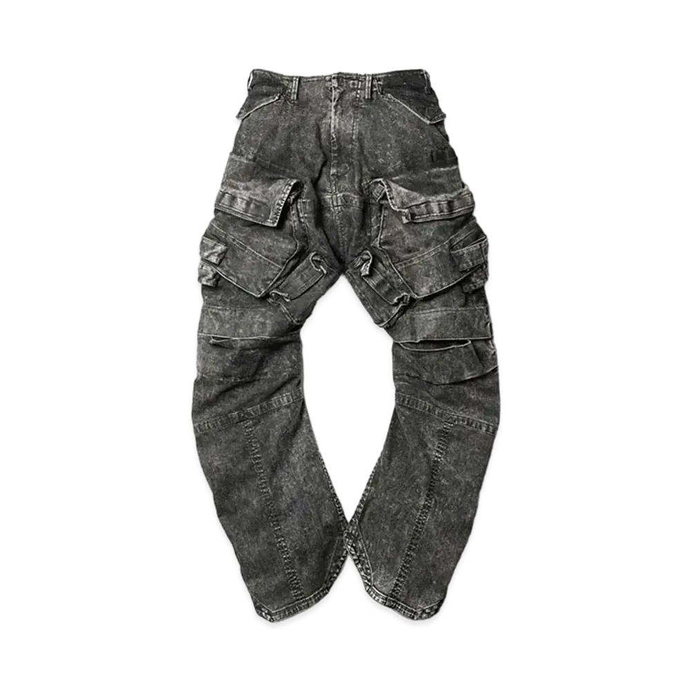 JULIUS Bleach Denim Wide Gas Mask Cargo Pants "Acid Gray"