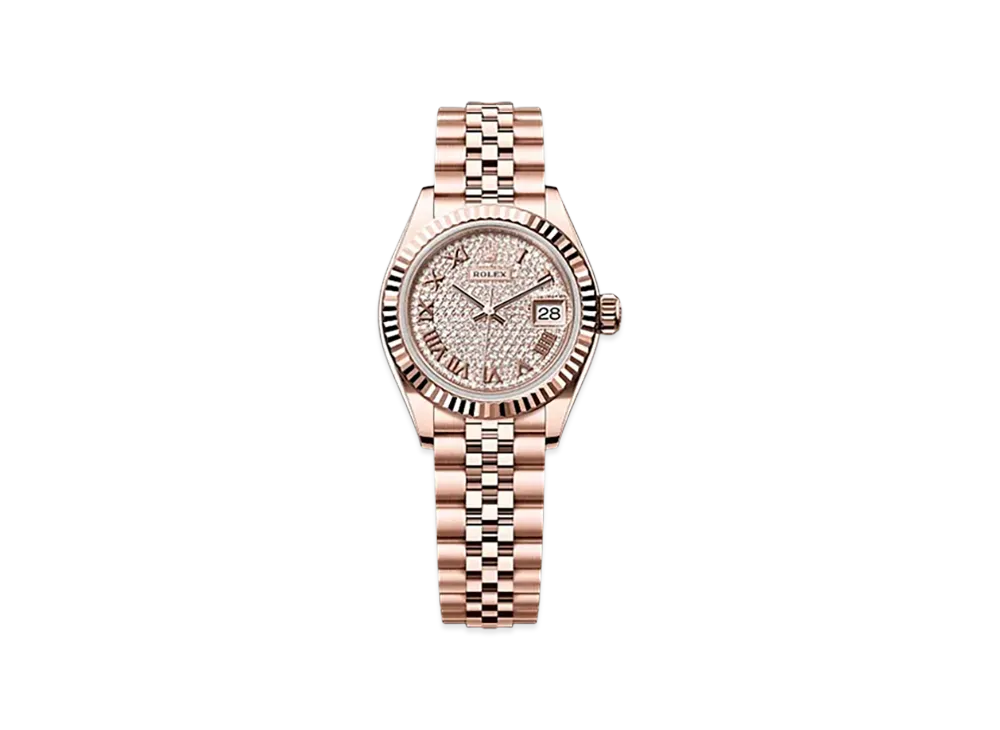 ROLEX Lady-Datejust 28mm Everose Gold 279175 "Pave diamonds"