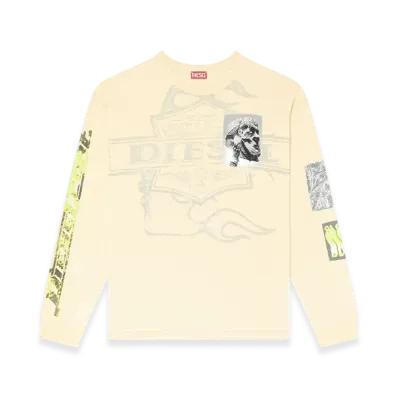 Diesel T-Boxt-LS-Slits-R5 Long-Sleeve T-Shirt With Graphic Patches "White"