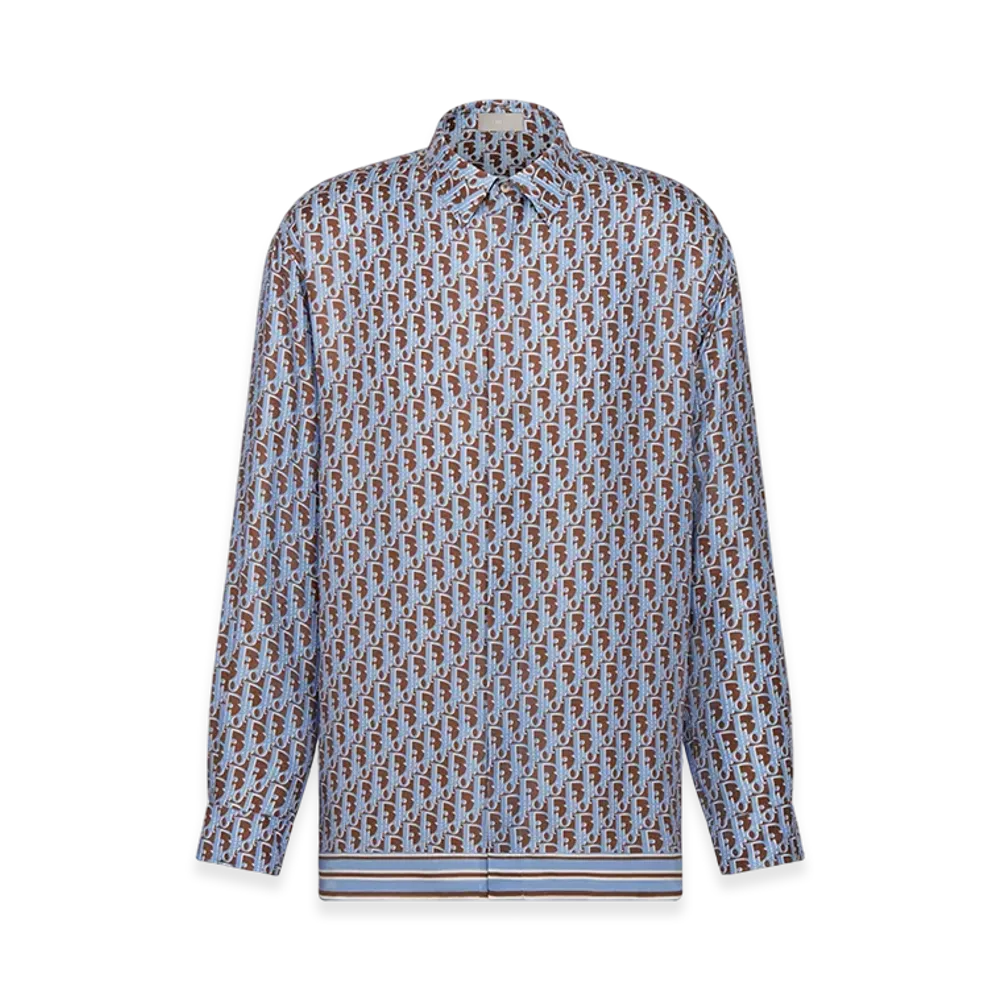 Dior Organic Silk Twill Oblique Shirt "Blue"