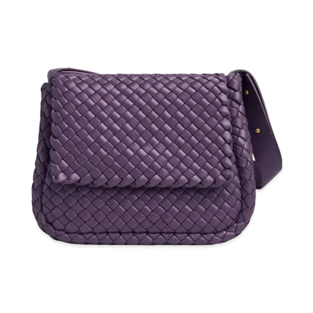 Bottega Veneta Lambskin Cobble Shoulder Bag "Eggplant"