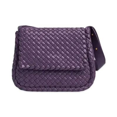 Bottega Veneta Lambskin Cobble Shoulder Bag "Eggplant"