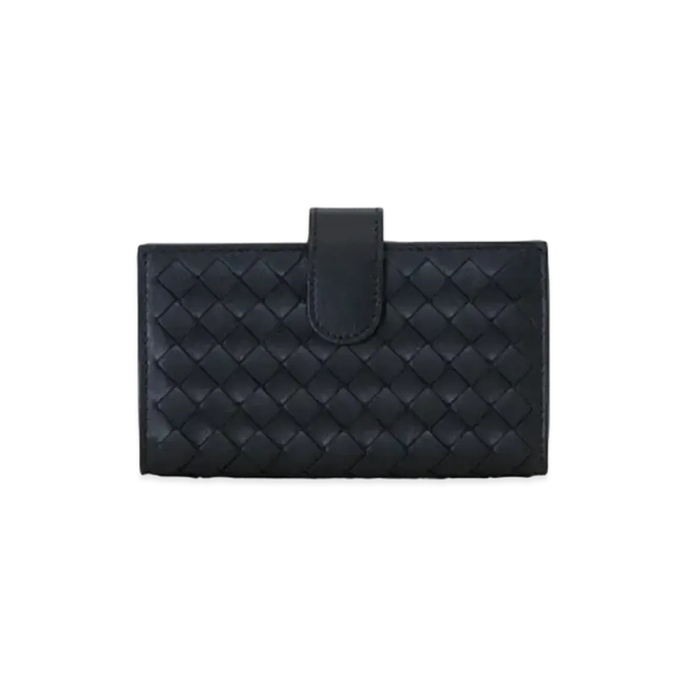 Bottega Veneta Intrecciato Lambskin Key Case With Strap "Black"