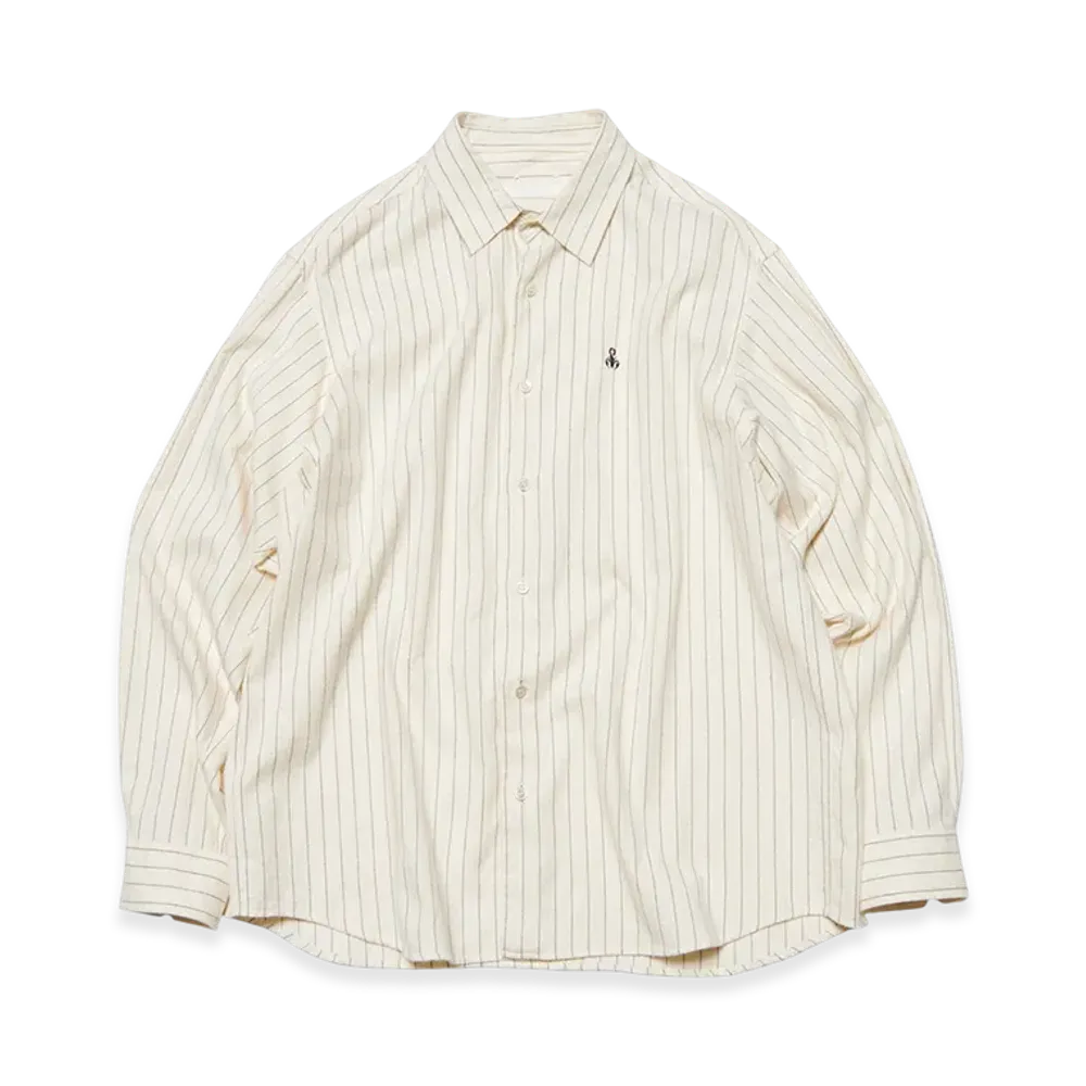 SOPHNET. Cotton Flannel Relax-Fit Shirt "Off White"