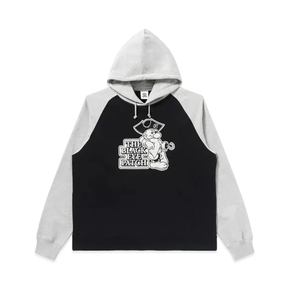 Black Eye Patch OG Pirate 2 Tone Raglan Hoodie "Ash Gray/Black"