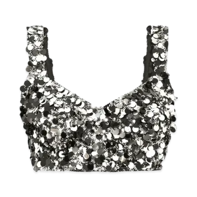 DOLCE&GABBANA Sequined Bralette Top "Silver"