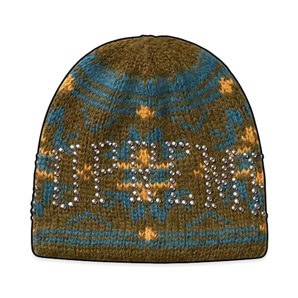 Supreme Studded Fair Isle Beanie "Olive Brown"