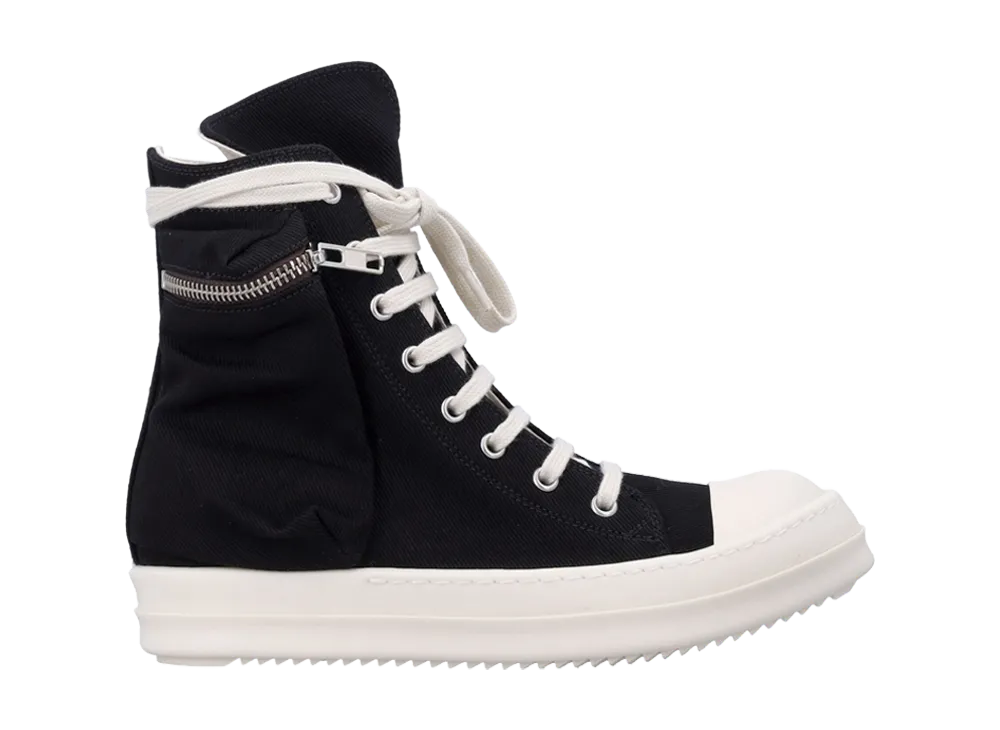 Rick Owens DRKSHDW Cargo Canvas High Sneaks "Black/Milk"