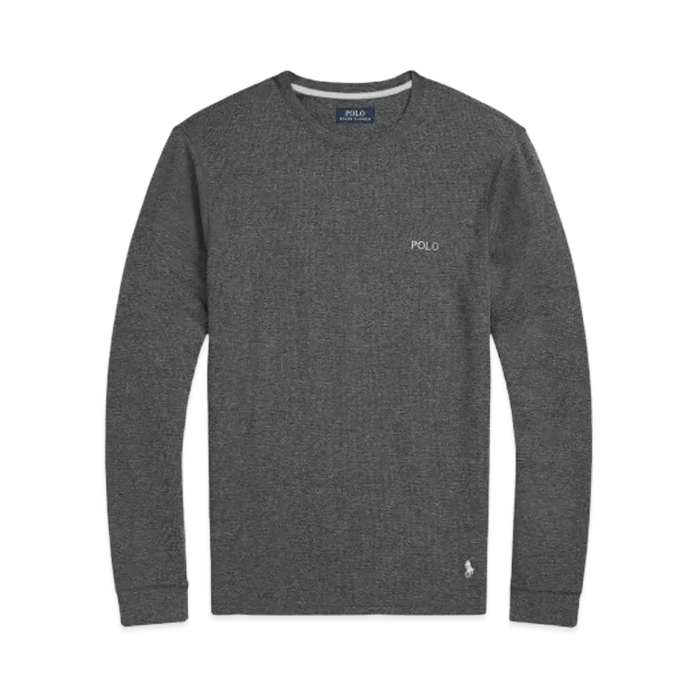 Polo Ralph Lauren Waffle Knit Crewneck Long T-shirt "Charcoal Heather"
