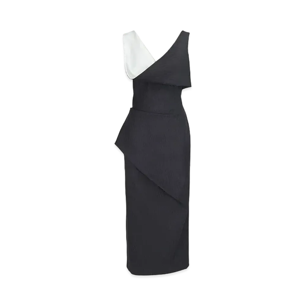 Alexander McQUEEN Asymmetric Pinstripe Pencil Dress "Gray"