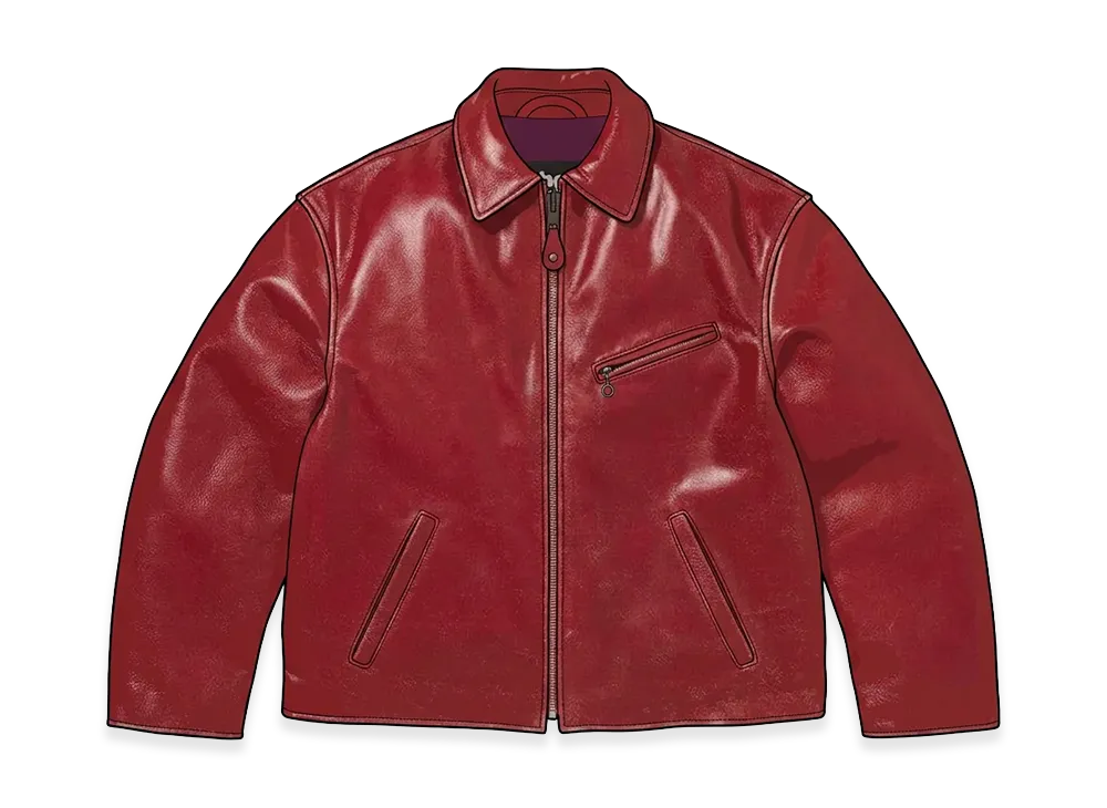 Supreme x Schott Distressed Leather Jacket "Red"