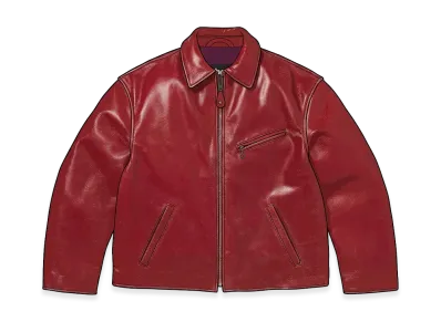 Supreme x Schott Distressed Leather Jacket "Red"