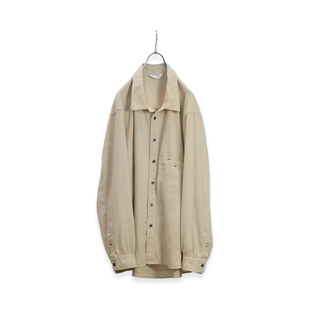 ANCELLM L/S Nep Boxy Shirt "Dark White"