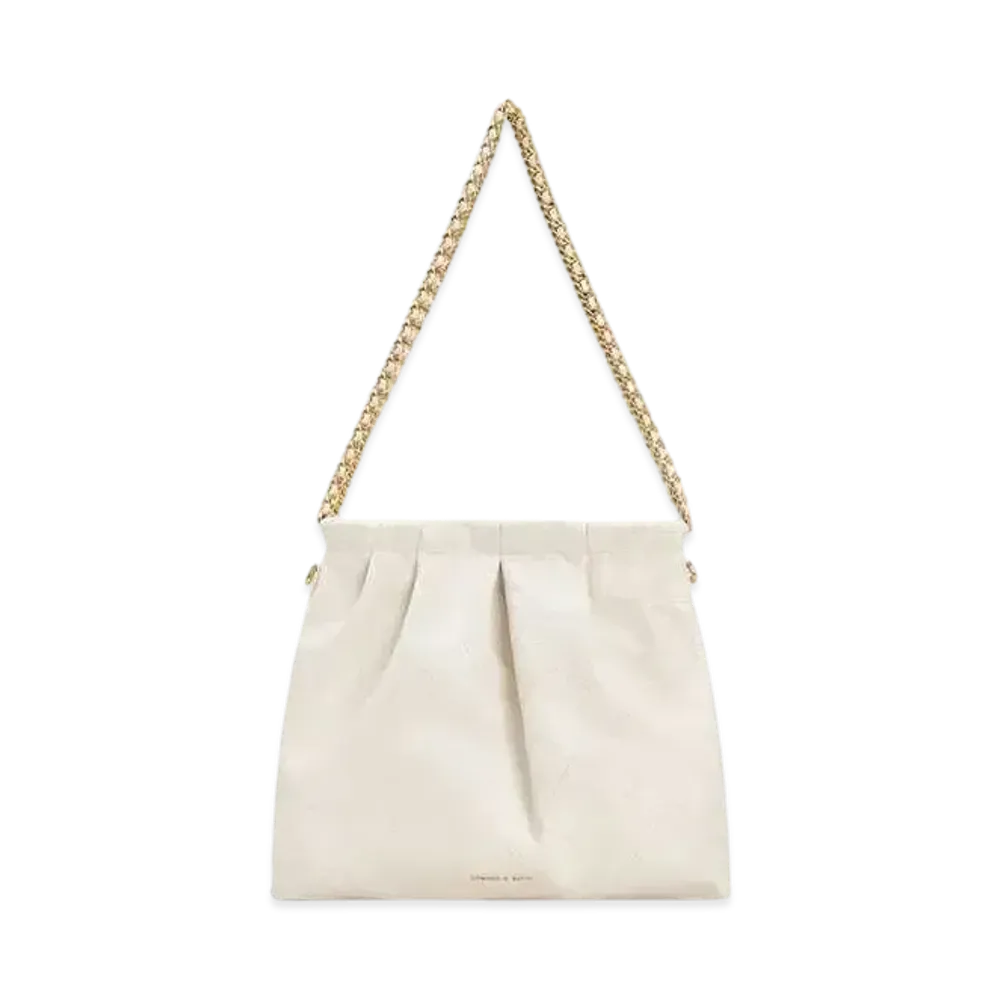 CHARLES & KEITH Duo Braided Chain-Handle Hobo Bag "Cream"