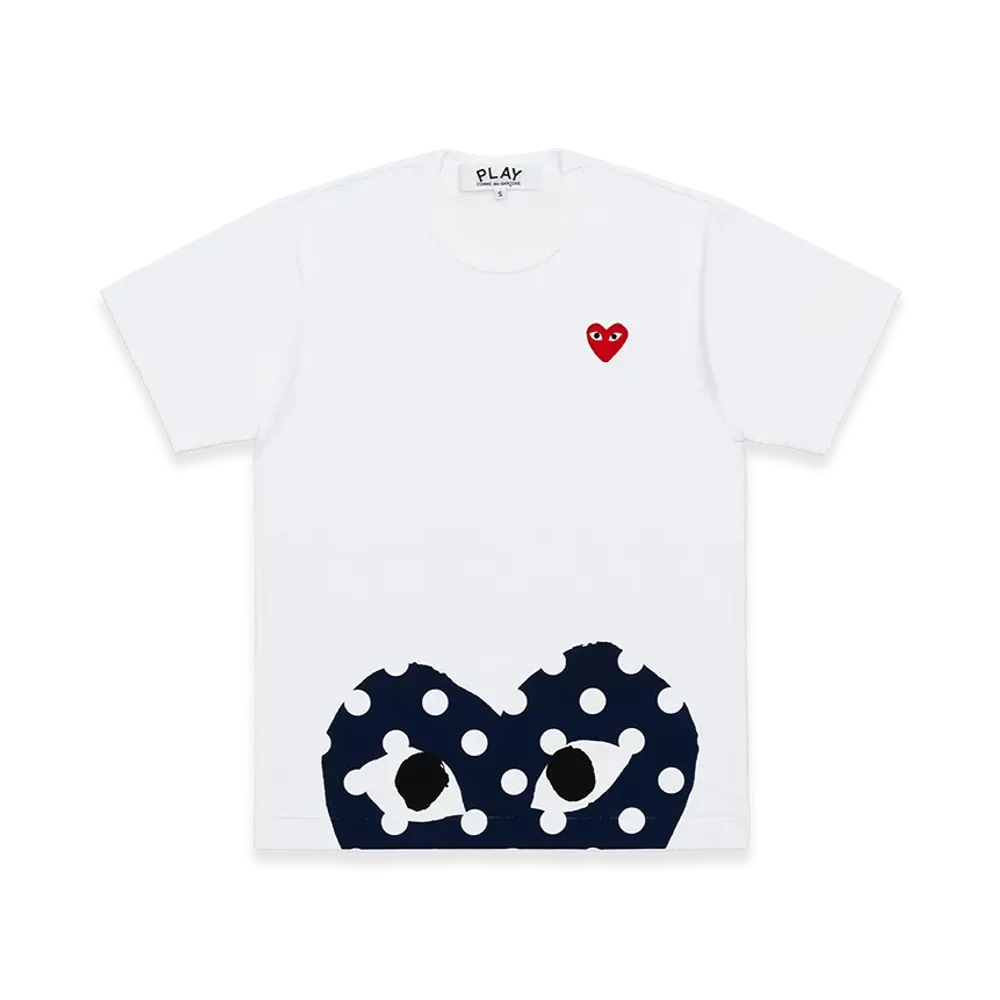 PLAY COMME des GARCONS Cotton Jersey Print T-Shirt "White/Navy"