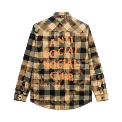 ANTI SOCIAL SOCIAL CLUB SS22 Dialtone Tie Dye Flannel "Olive"