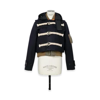 sacai Wool Melton Blouson "Navy/Dark Khaki"