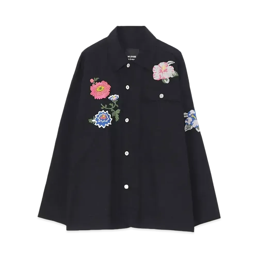 WILDSIDE Yohji Yamamoto x NOMARHYTHM TEXTILE Flower Embroidery Work Jacket "Black"