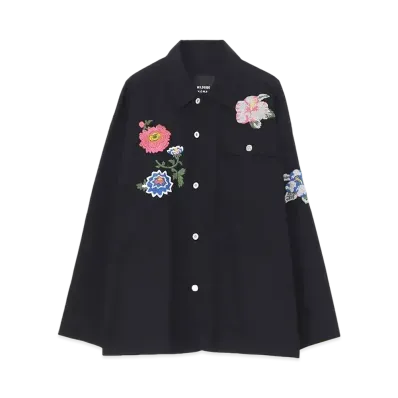 WILDSIDE Yohji Yamamoto x NOMARHYTHM TEXTILE Flower Embroidery Work Jacket "Black"