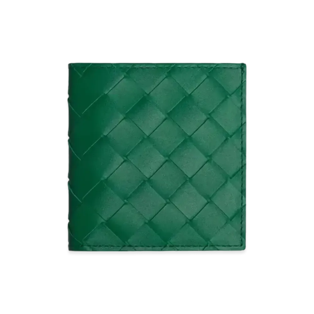 Bottega Veneta Intrecciato Calfskin Bi-fold Compact Wallet "Racing Green"