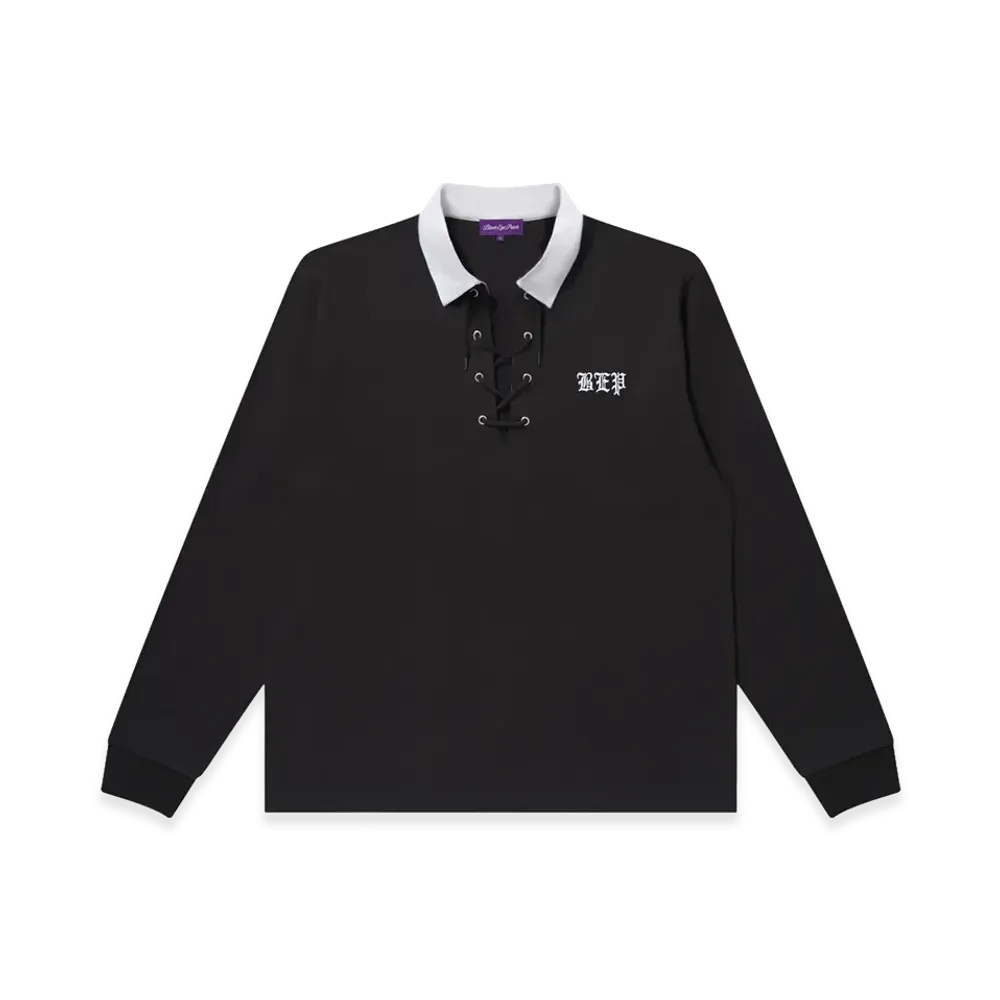 BlackEyePatch OE Japan Flag Lace Up Polo "Black"