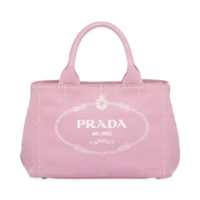PRADA Canapa Fablic Handbag "Pink/White"