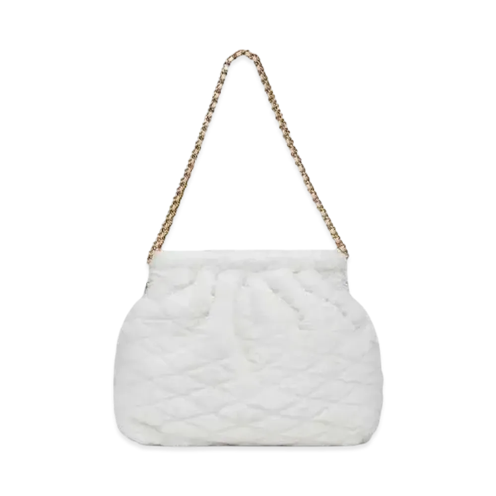 CHARLES & KEITH Duo Furry Chain Handle Hobo Bag "White"