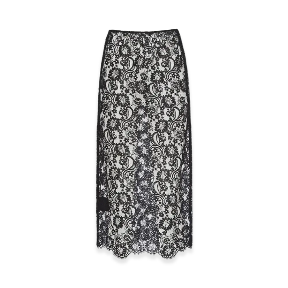 PRADA Women's Lace Midi-Skirt "Black"