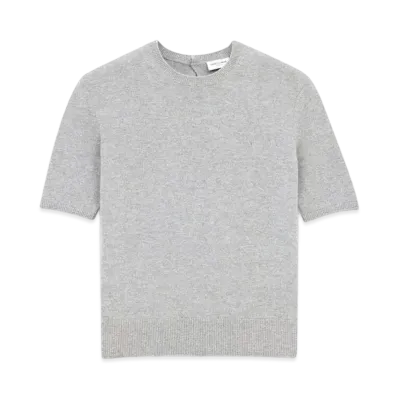 Saint Laurent Women's T-Shirt Sweater in Wool "Gris Chine"