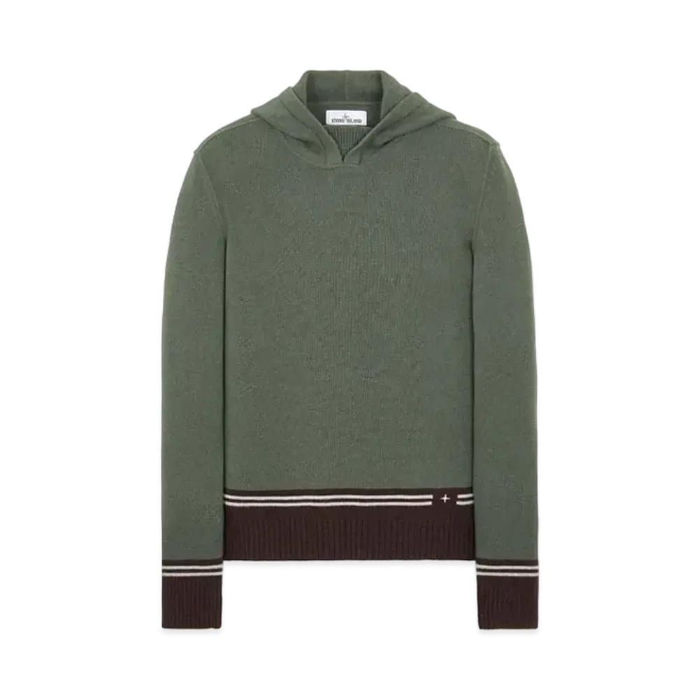 Stone Island 568B8 LAMBSWOOL WITH STRIPED MOTIF AND EMBROIDERY "Sage Green"