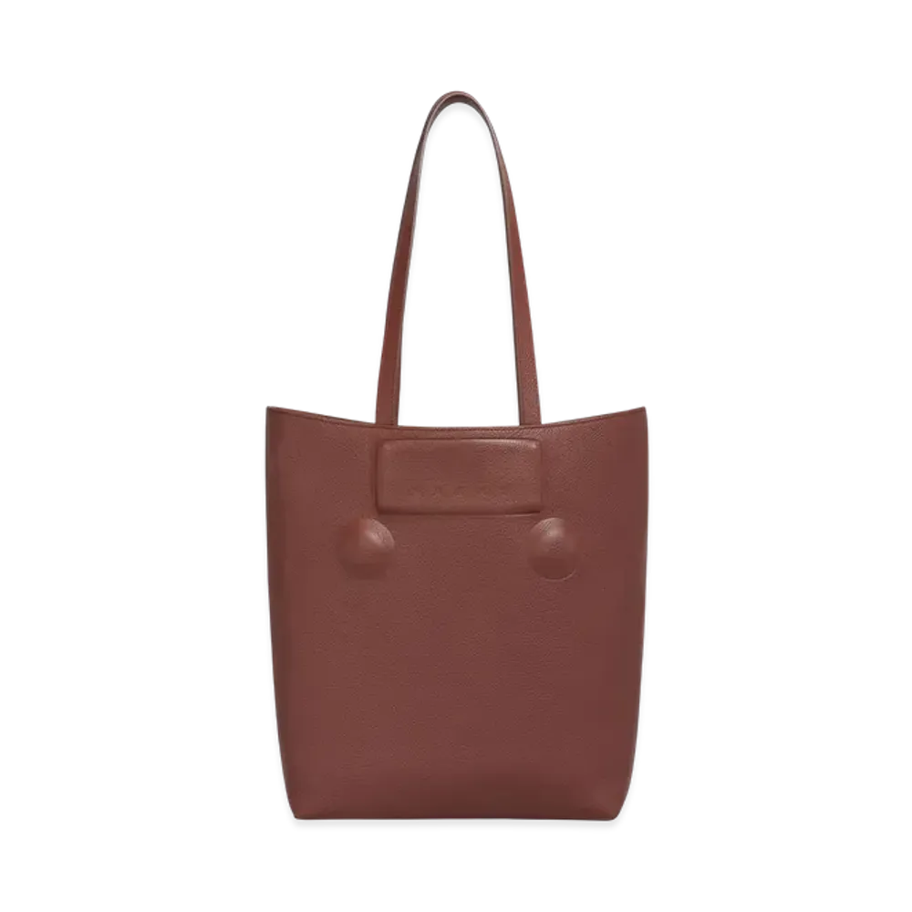 MARNI Trunkaroo Embossed Medium Bag in Leather "Wild Cherry"